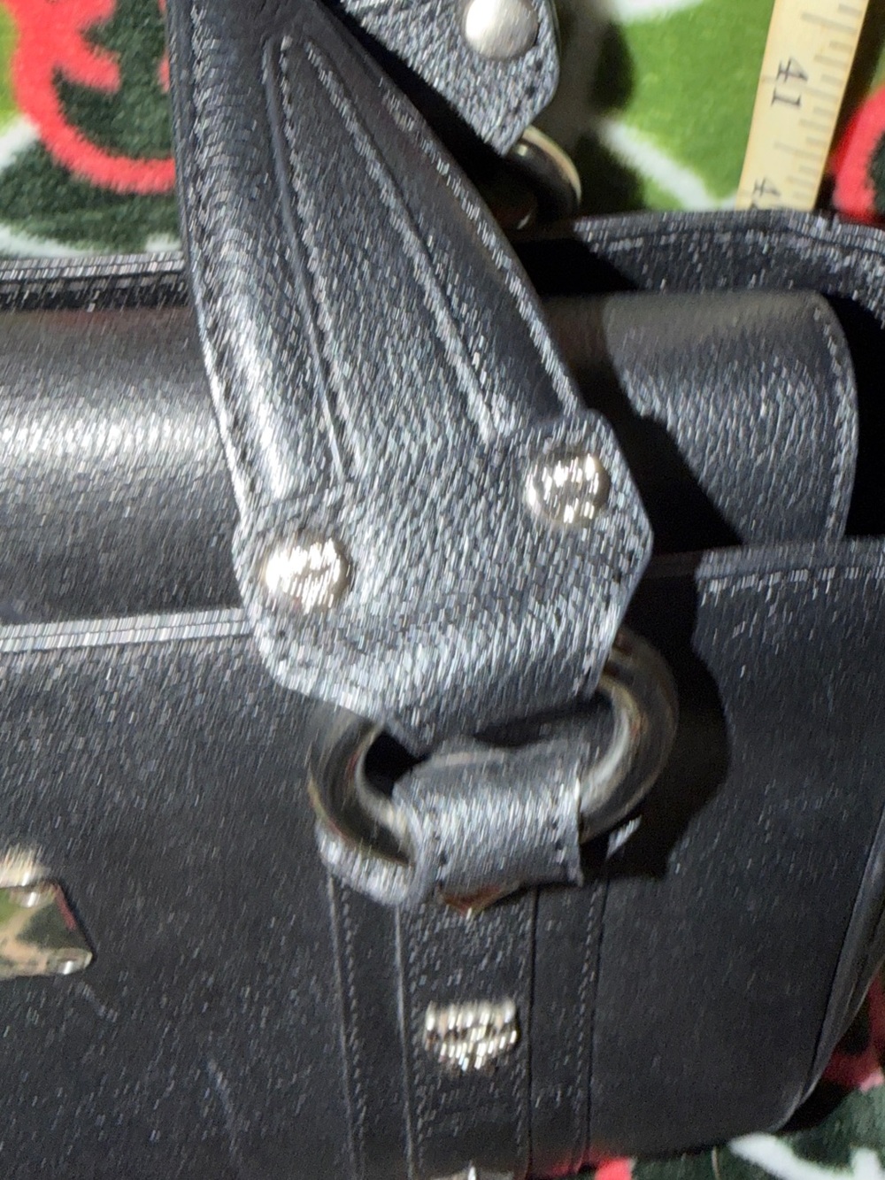MCM Black Leather Satchel with Silver Hardware Accents - Picture 9 of 13
